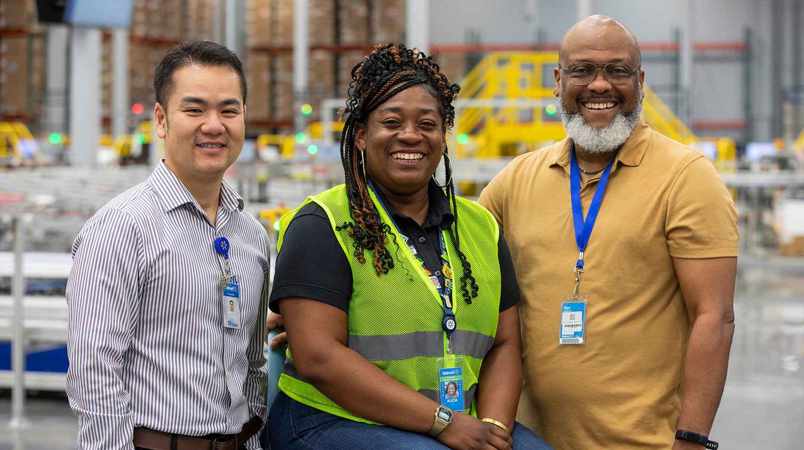 Walmart Central Fill team members collaborating in the workplace