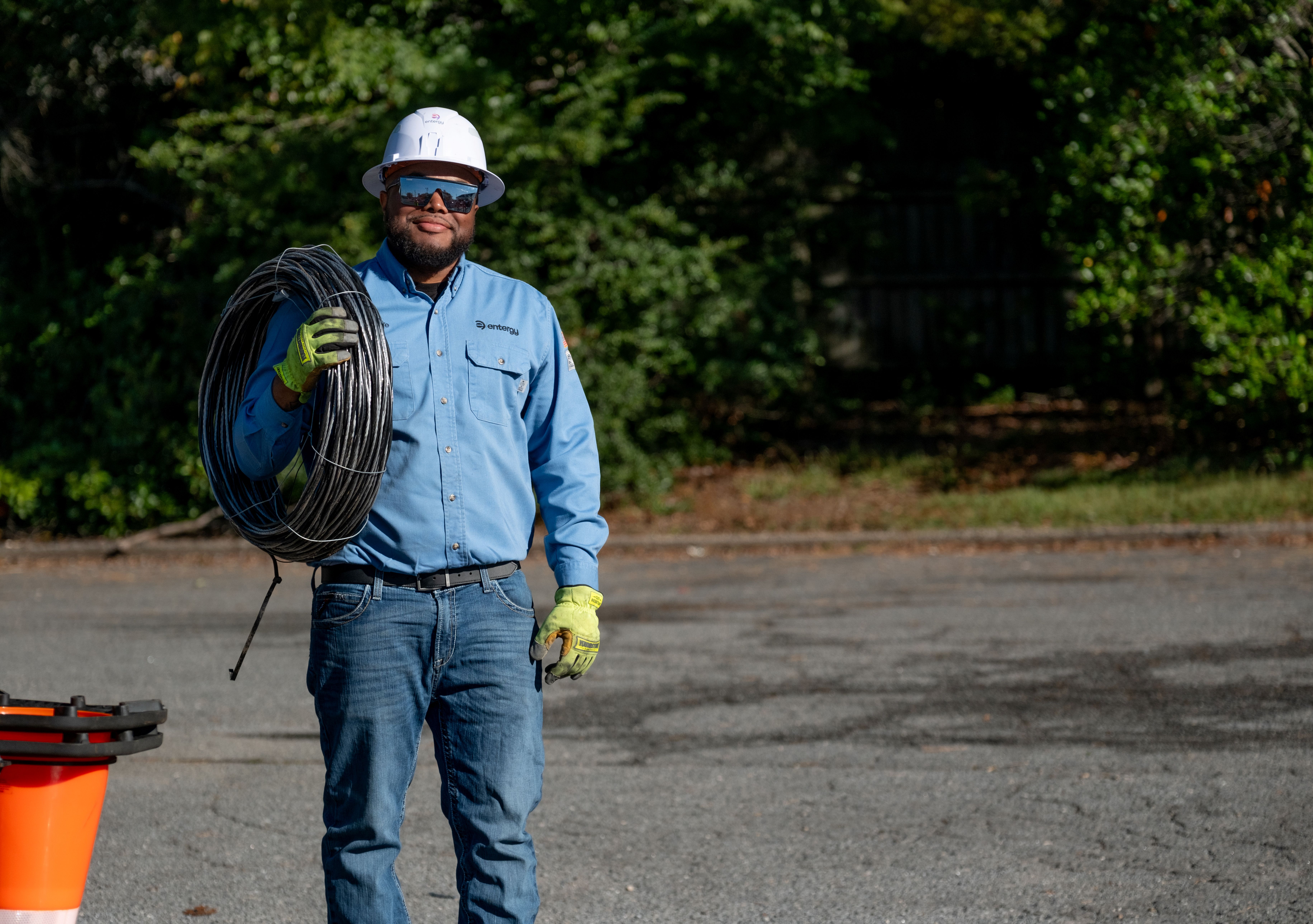 Worker preparing for safety-focused technical work
